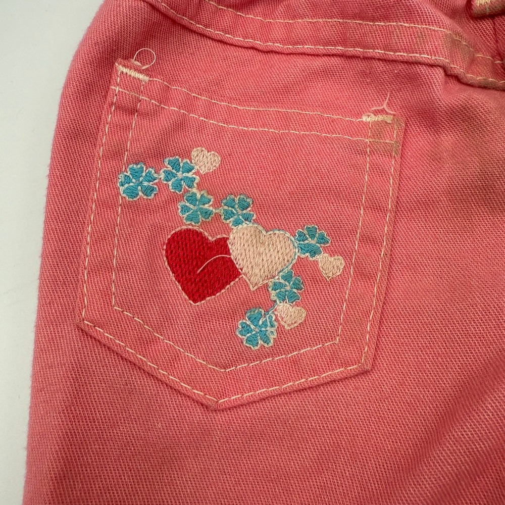 VTG 70-80s Garanimals Pink Kids 4-5T Pants Embroidered Hearts & Flowers, STAINED - Picture 10 of 14